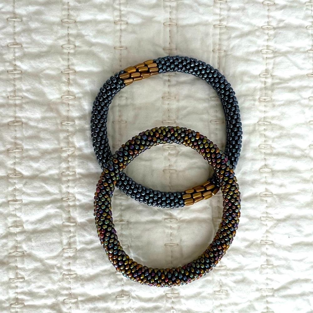 Sashka Co. Handcrafted Glass Bead Bracelets set of 2 pictured 🌈